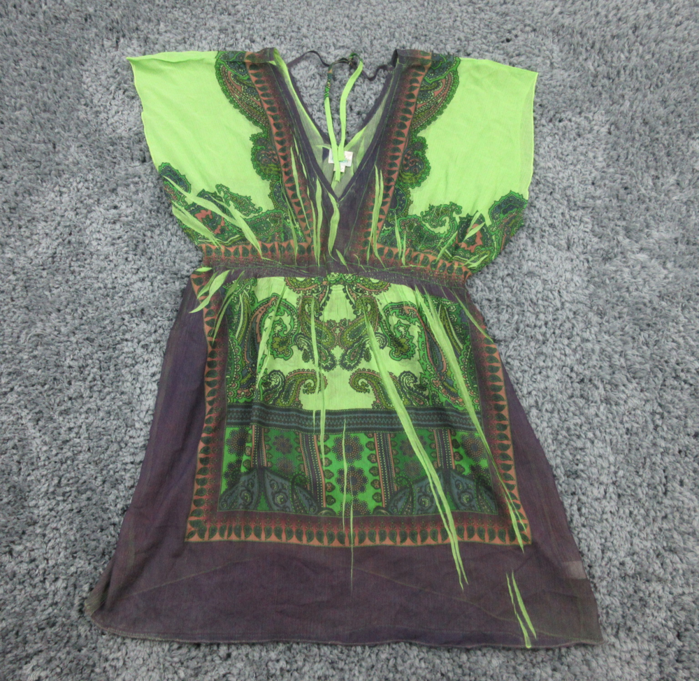 Beach Dress Womens XL Green Geometric Coverup